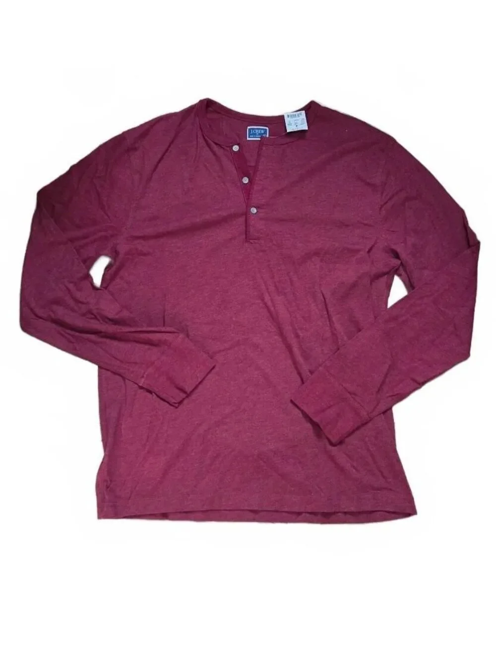 NWT J.Crew Mens Red Heather Henley Pullover Long Sleeve Shirt Size XL